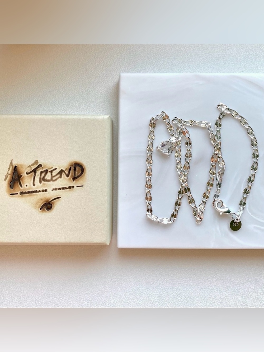 4mm Floral Link Necklace - Silver